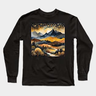 Golden Watercolor Landscape I Long Sleeve T-Shirt